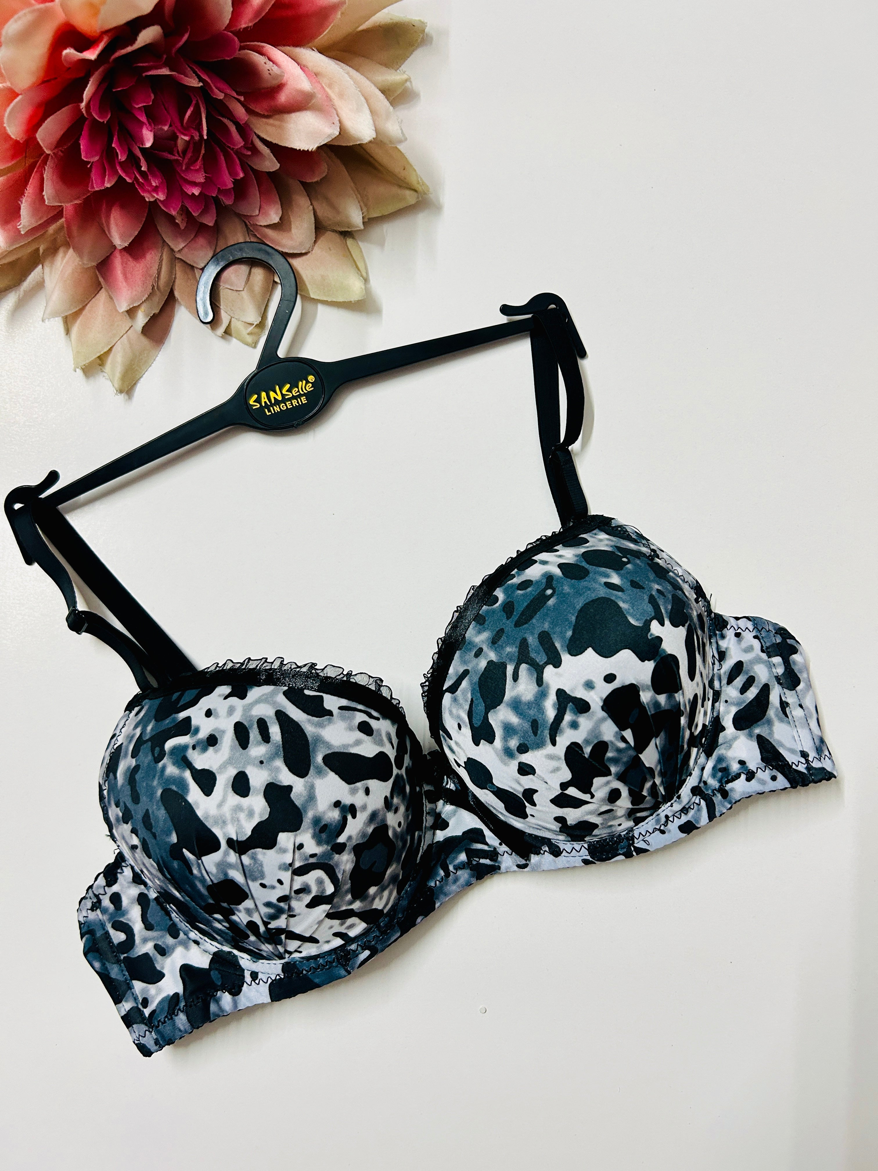 Printed Push UP Bra With  Nice Ruffle and Silk Ribbon